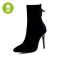 Pointed Toe Stiletto Heels Back Zipper Spring Boots - Black Flock