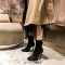 Pointed Toe Stiletto Heels Back Zipper Spring Boots - Purple Flock