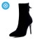 Pointed Toe Stiletto Heels Back Zipper Winter Boots - Black Flock