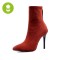 Pointed Toe Stiletto Heels Back Zipper Spring Boots - Orange Flock