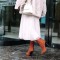 Pointed Toe Stiletto Heels Back Zipper Winter Boots - Orange Flock