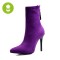 Pointed Toe Stiletto Heels Back Zipper Spring Boots - Purple Flock