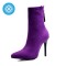 Pointed Toe Stiletto Heels Back Zipper Winter Boots - Purple Flock