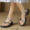 Peep Toe Ankle Buckle Straps Platforms Half Flats Slippers Sandals - Silver Patent