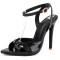 Pointed Open Toe Stiletto Heels Ankle Buckle Straps Sandals - Black Patent