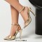 Pointed Open Toe Stiletto Heels Ankle Buckle Straps Sandals - Gold Faux Leather
