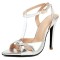 Pointed Open Toe Stiletto Heels Ankle Buckle Straps Sandals - Silver Faux Leather