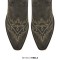 Pointed Toe Chunky Heels Western Style Knee Highs Side Zipper Cowgirl Boots - Powder Faux Leather