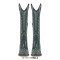 Pointed Toe Chunky Heels Western Style Knee Highs Side Zipper Cowgirl Boots - Green Faux Leather