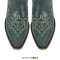 Pointed Toe Chunky Heels Western Style Knee Highs Side Zipper Cowgirl Boots - Green Faux Leather
