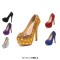 Round Toe Platforms Rhinestones Stiletto Heels  Pumps - White Faux Leather