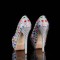 Round Toe Platforms Rhinestones Stiletto Heels  Pumps - Multicolor Faux Leather