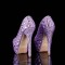Round Toe Platforms Rhinestones Stiletto Heels  Pumps - Lavender Faux Leather