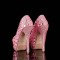 Round Toe Platforms Rhinestones Stiletto Heels  Pumps - Pink Faux Leather