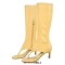 Thong Round Toe Mid-Calf Kitten Heels Bootie Flip-flops Sandals - Yellow Faux Leather
