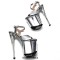 Peep Toe Stiletto Heels Snake Print Ankle Cross Straps Platforms Sandals  - Silver Patent