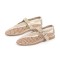 Round Toe Mary Janes Buckle Strap Mesh Ballet Loafers Flats - Beige Mesh