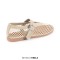 Round Toe Mary Janes Buckle Strap Mesh Ballet Loafers Flats - Beige Mesh