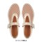 Round Toe Mary Janes Buckle Strap Mesh Ballet Loafers Flats - Beige Mesh
