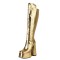 Square Toe Chunky Heels Crocodile Pattern Platforms Knee Highs Boots - Gold Patent