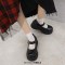Round Toe Mary Janes Wedges Platforms Rivets Gothic Creepers Loafers  - Black Patent
