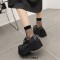 Round Toe Lace Up Wedges Platforms Rivets Gothic Creepers Loafers  - Black Patent