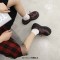 Round Toe Lace Up Wedges Platforms Rivets Gothic Creepers Loafers  - Wine Patent