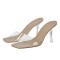 Open Square Toe Stiletto Heel Transparent Summer Sandals - Clear PVC