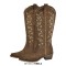 Pointed Toe Side Zipper Chunky Heels Western Style Knee Highs Cowboy Boots - Brown Flock