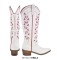 Pointed Toe Side Zipper Chunky Heels Western Style Knee Highs Cowboy Boots - White Faux Leather