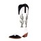 Pointed Toe Cactus Embroidered Patchwork Knee Highs Chunky Heels Cowboy Boots - Black Faux Leather