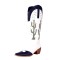 Pointed Toe Cactus Embroidered Patchwork Knee Highs Chunky Heels Cowboy Boots - Blue Faux Leather