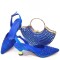 Pointed Toe Rhinestones Decorated Kitten Heels Slingback Pumps with Bag  - Blue Synthetic