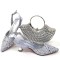Pointed Toe Rhinestones Decorated Kitten Heels Slingback Pumps with Bag  - Silver Synthetic