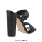 Open Toe Chunky Heel Slip On Mules Summer Sandals - Black Faux Leather