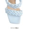Open Toe Chunky Heel Slip On Mules Summer Sandals - SkyBlue Faux Leather