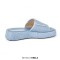 Peep Toe Straw Platform Flats Slippers - Blue Synthetic