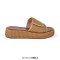 Peep Toe Straw Platform Flats Slippers - Brown Synthetic