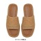 Peep Toe Straw Platform Flats Slippers - Brown Synthetic