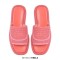 Peep Toe Straw Platform Flats Slippers - Pink Synthetic