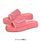Peep Toe Straw Platform Flats Slippers - Pink Synthetic