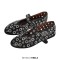 Round Toe Metal Hollow Mary Jane Buckle Straps Punk Goth Ballet Flats - Black Faux Leather