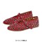 Round Toe Metal Hollow Mary Jane Buckle Straps Punk Goth Ballet Flats - Red Faux Leather