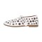 Round Toe Metal Hollow Mary Jane Buckle Straps Punk Goth Ballet Flats - White Faux Leather