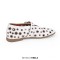 Round Toe Metal Hollow Mary Jane Buckle Straps Punk Goth Ballet Flats - White Faux Leather