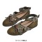 Round Toe Butterfly Knot Ankle Buckle Straps Punk Flats - Green Satin