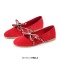 Round Toe Butterfly Knot Mary Janes Straps Retro Daily Flats - Red Suede