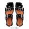Square Open Toe Double Buckle Straps Slingback Summer Flats Sandals - Black Faux Leather