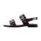 Square Open Toe Double Buckle Straps Slingback Summer Flats Sandals - Burgundy Faux Leather
