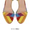 Peep Toe Chunky Heels Platforms Colorful Rainbow Ankle buckle Straps Summer Sandals - Multicolor Canvas